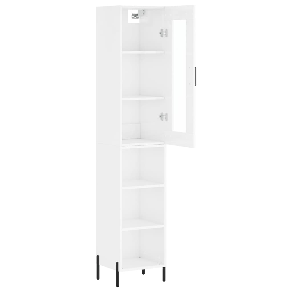 vidaXL Buffet haut Blanc brillant 34,5x34x180 cm Bois d'ingénierie