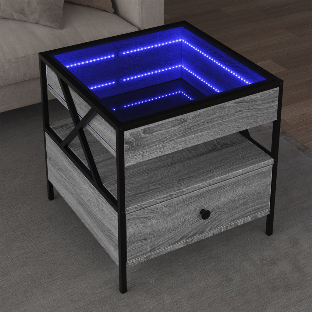 vidaXL Table basse avec LED Infinity sonoma gris 50x50x51 cm