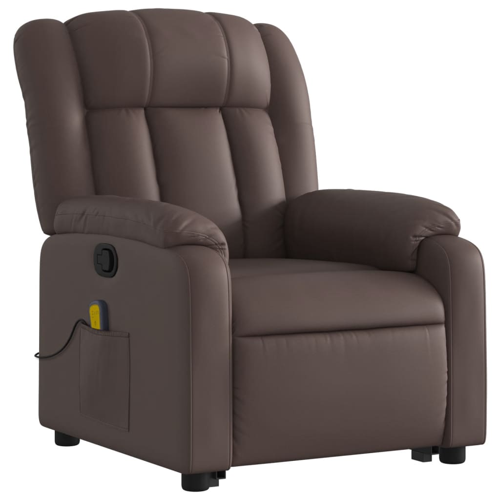 vidaXL Fauteuil inclinable de massage Marron Similicuir