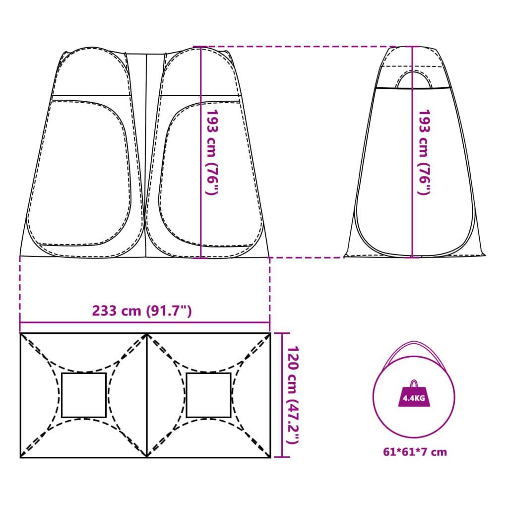 vidaXL Tente d'intimité gris et orange escamotable imperméable