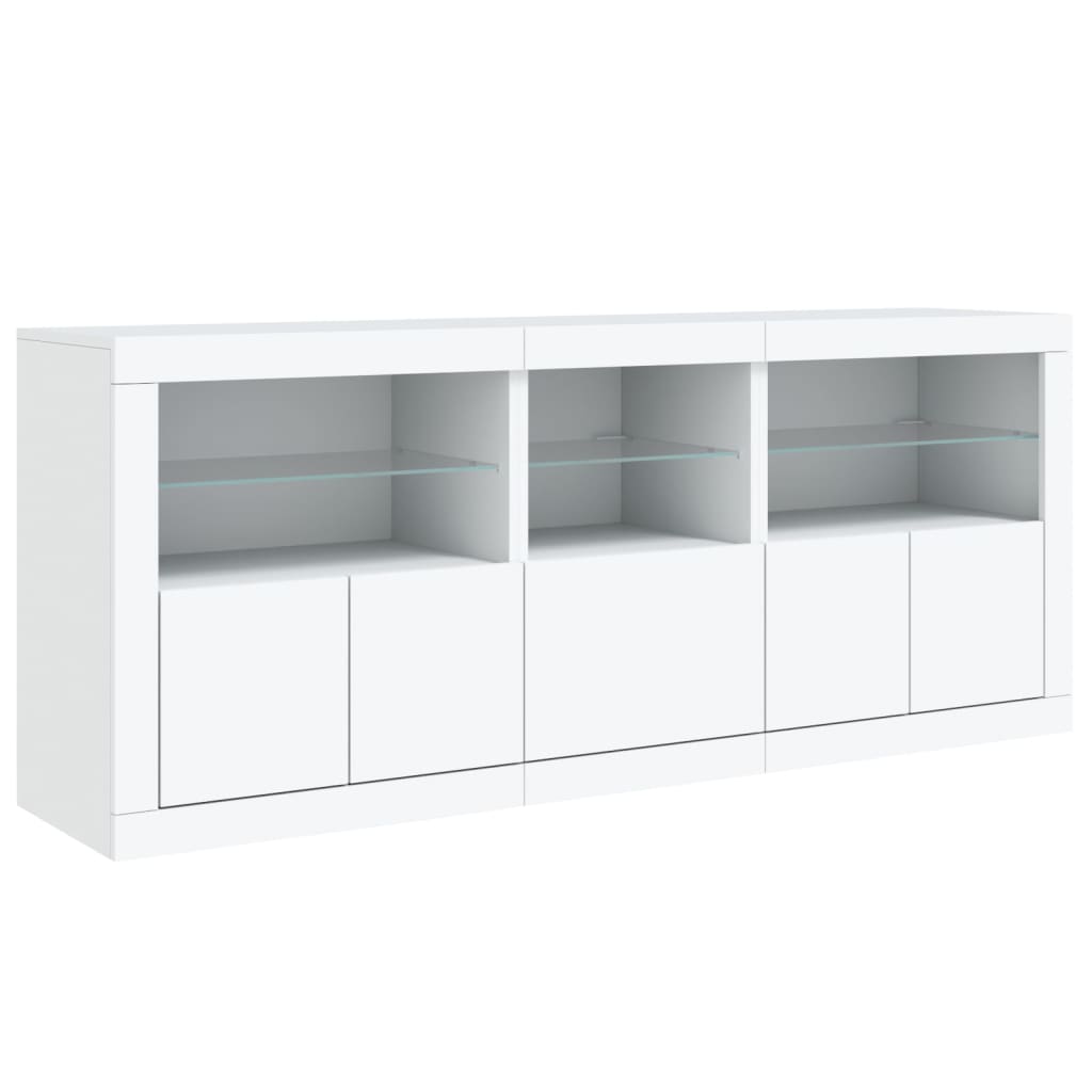 vidaXL Buffet avec lumières LED blanc 162x37x67 cm