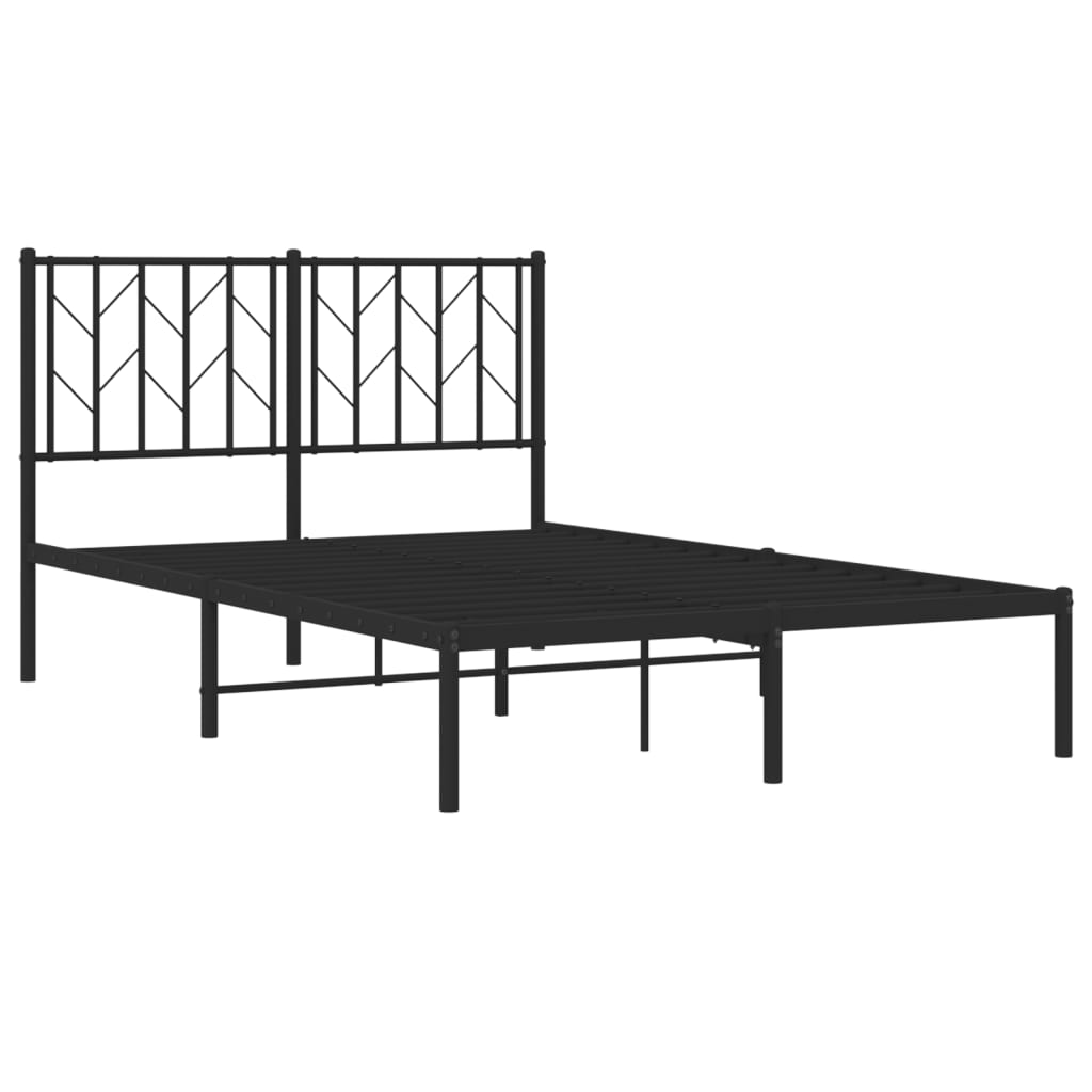 vidaXL Cadre de lit métal sans matelas avec tête de lit noir 120x190cm