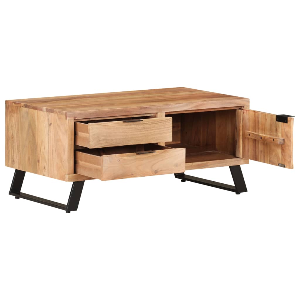 vidaXL Table basse 90x50x40 cm Bois d'acacia solide avec bord naturel