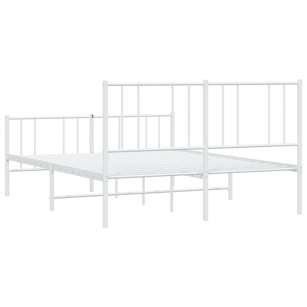 vidaXL Cadre de lit métal sans matelas et pied de lit blanc 120x190 cm