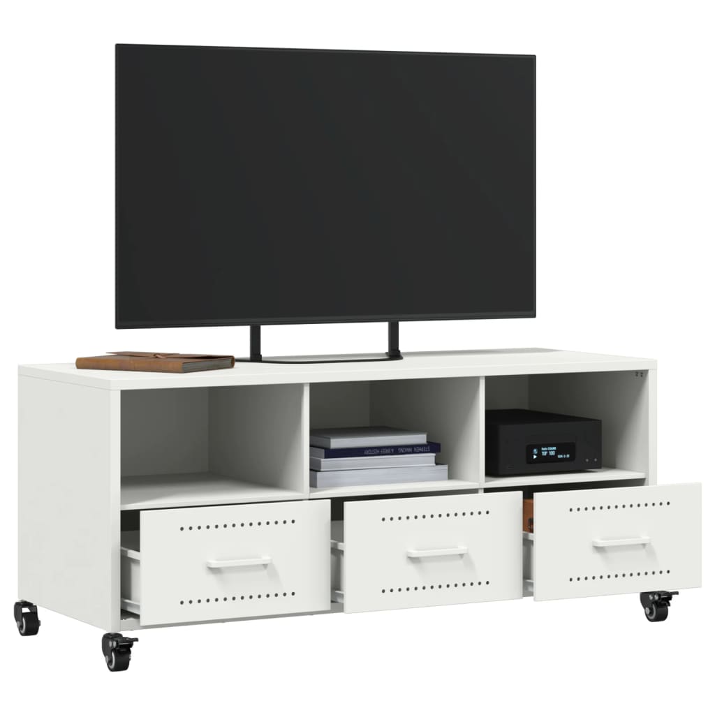 vidaXL Meuble TV blanc 100,5x39x43,5 cm acier