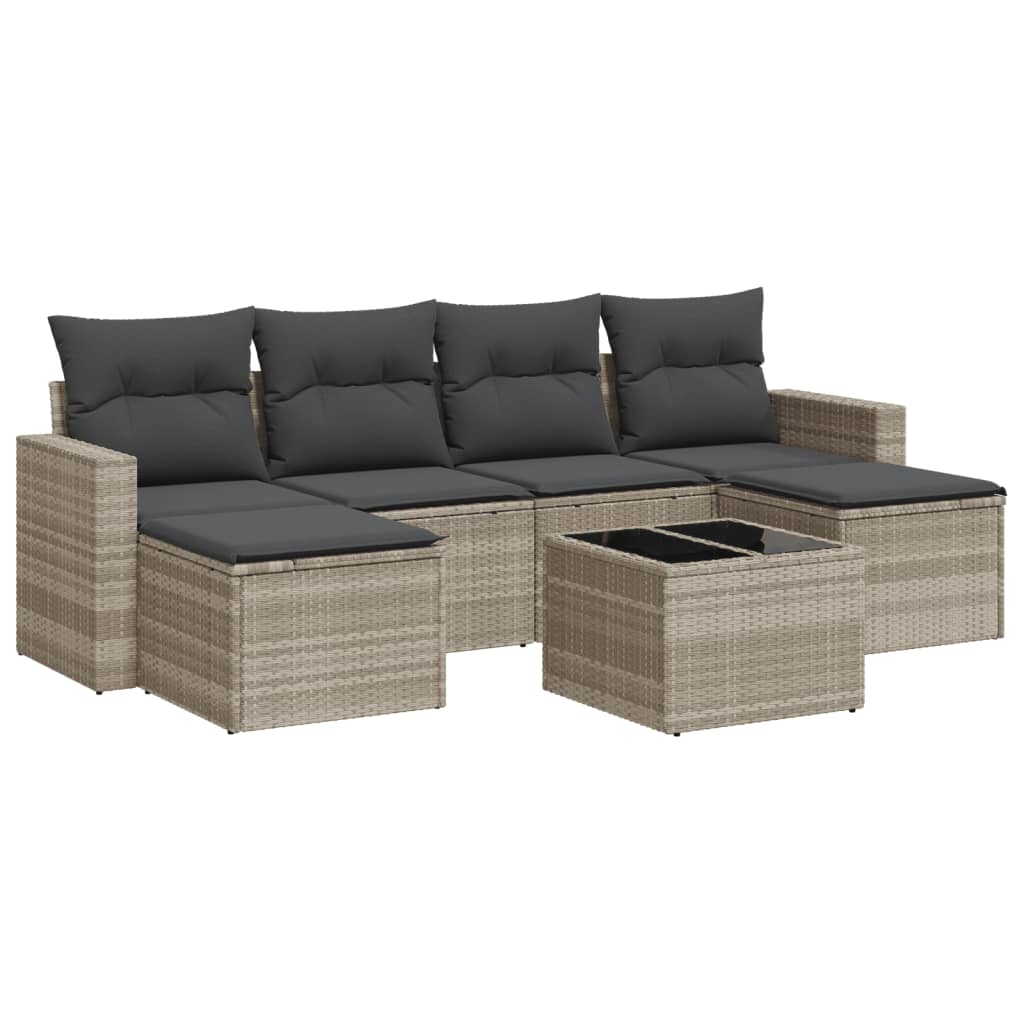 vidaXL Salon de jardin avec coussins 7 pcs gris clair résine tressée