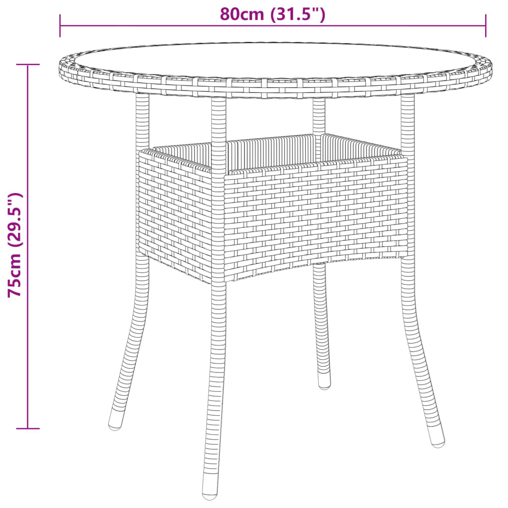 vidaXL Ensemble à manger de jardin 3 pcs Résine tressée Noir