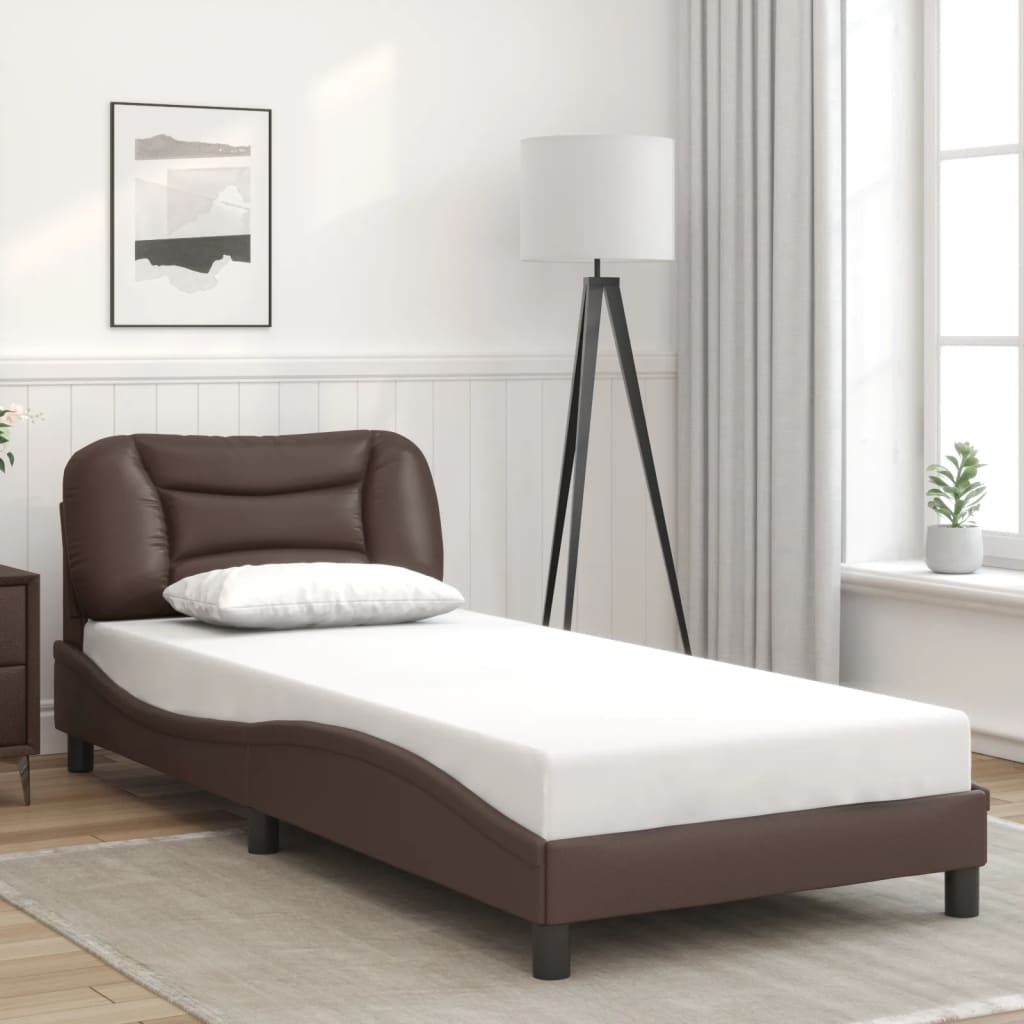 vidaXL Cadre de lit avec lumières LED marron 90x190 cm similicuir