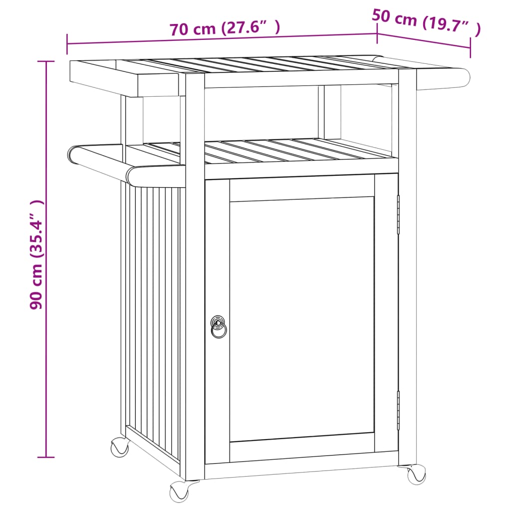 vidaXL Chariot de bar 70x50x90 cm bois de teck massif