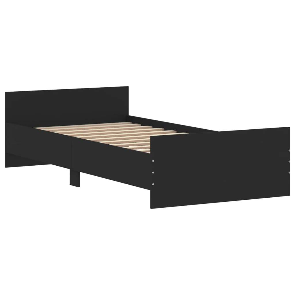 vidaXL Cadre de lit sans matelas noir 90x190 cm bois ingénierie