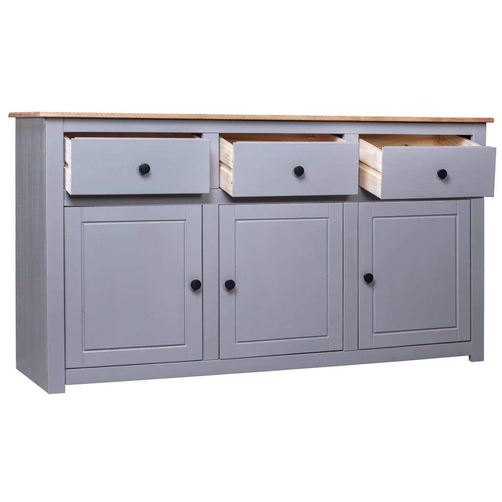 vidaXL Buffet Gris 135x40x80 cm Pin solide Assortiment Panama