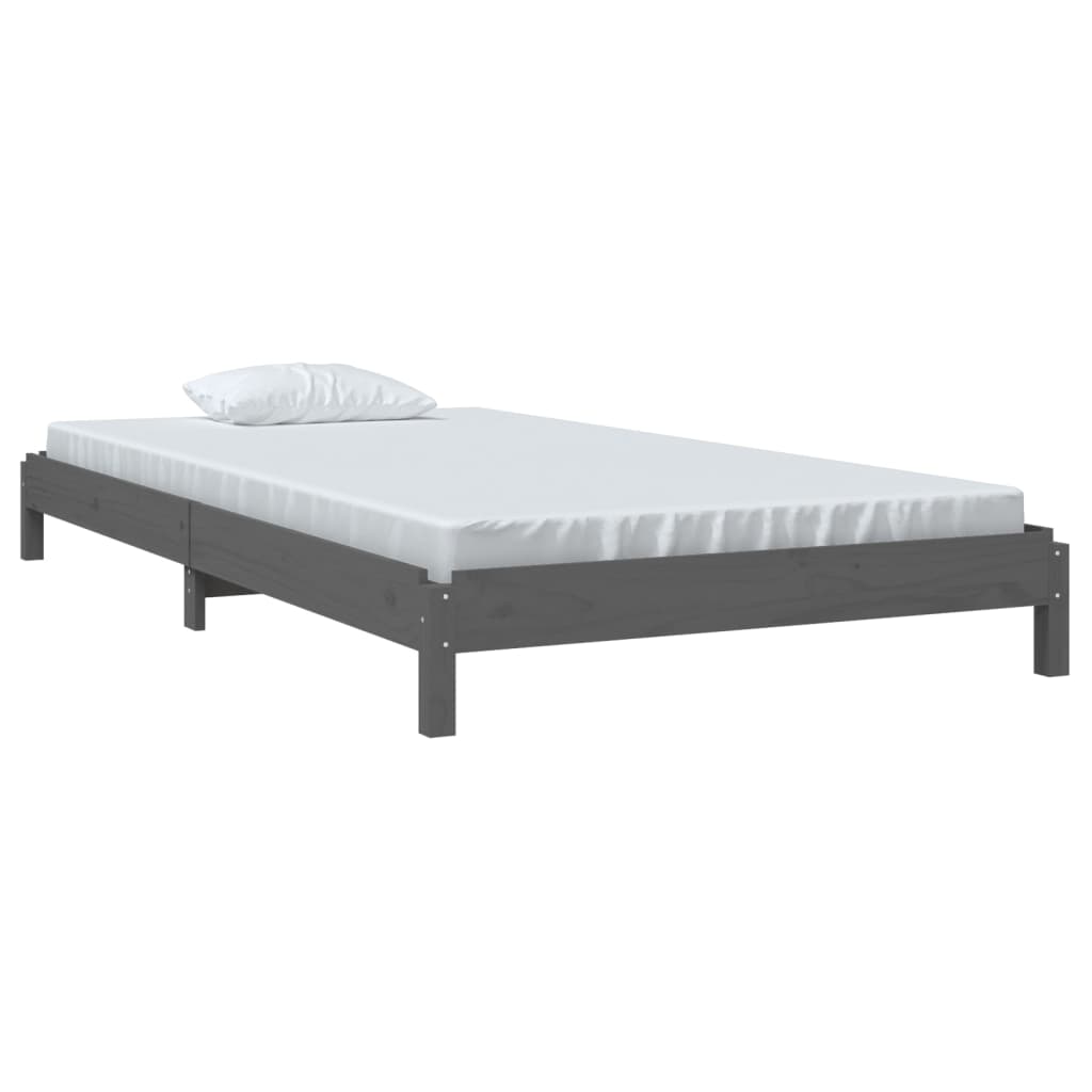 vidaXL Lit empilable sans matelas gris 100x200 cm bois massif de pin