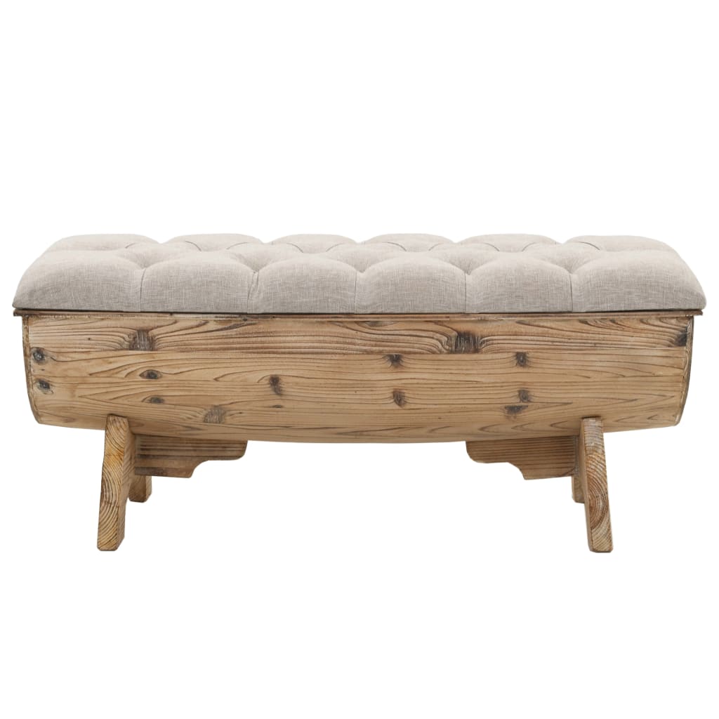 vidaXL Banc de rangement Bois massif et tissu 103 x 51 x 44 cm