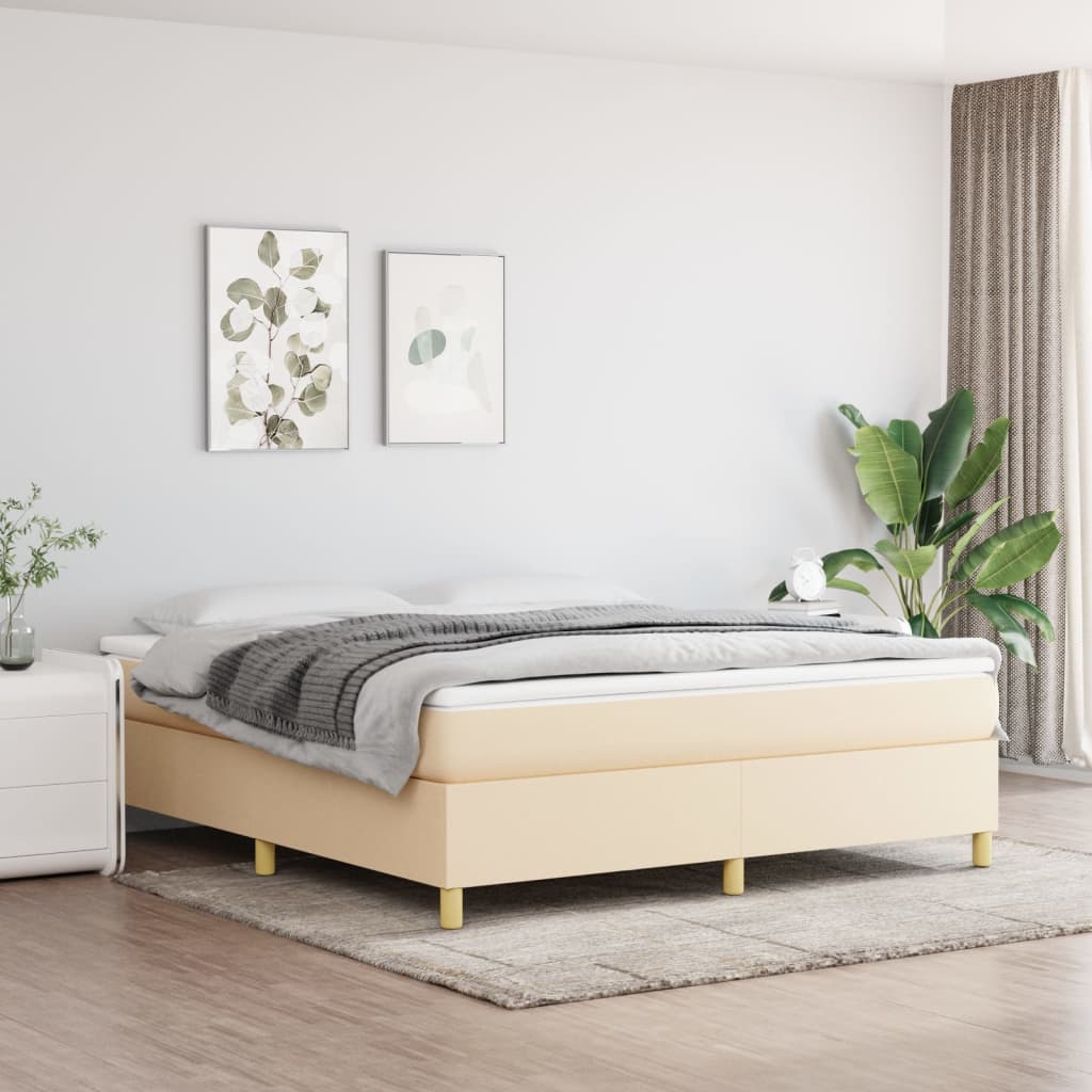 vidaXL Sommier à lattes de lit avec matelas Crème 160x200 cm Tissu