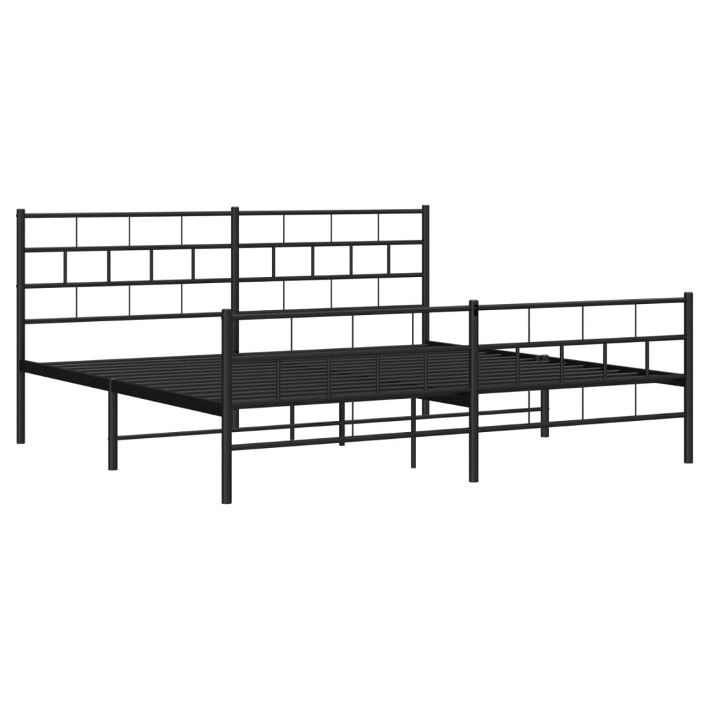 vidaXL Cadre de lit métal sans matelas avec pied de lit noir 193x203cm