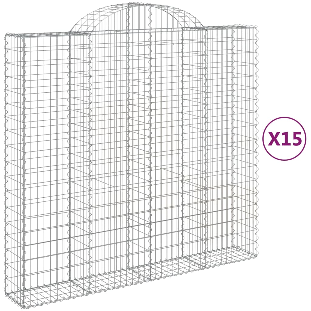 vidaXL Paniers à gabions arqués 15 pcs 200x50x180/200 cm Fer galvanisé