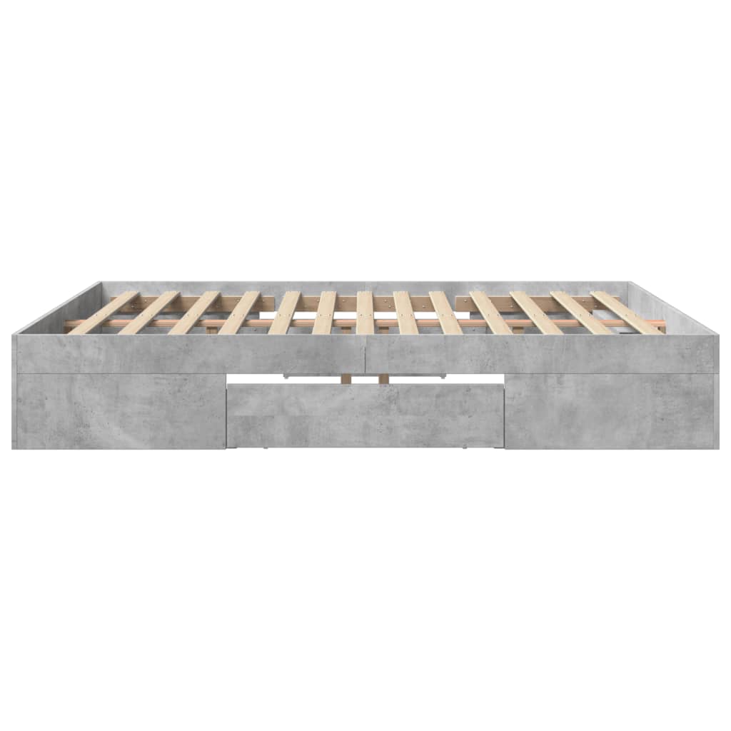 vidaXL Cadre de lit sans matelas gris béton 180x200 cm bois ingénierie