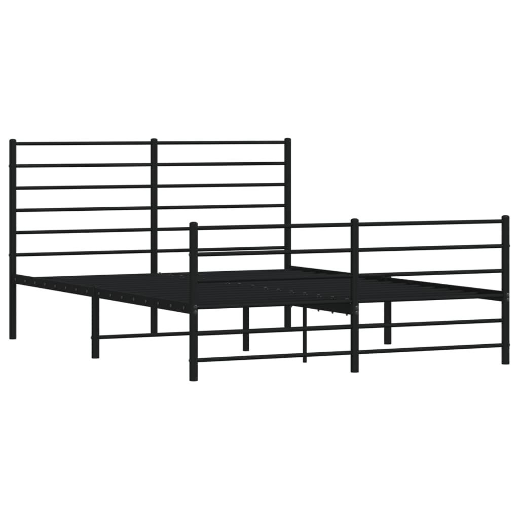 vidaXL Cadre de lit métal sans matelas avec pied de lit noir 160x200cm