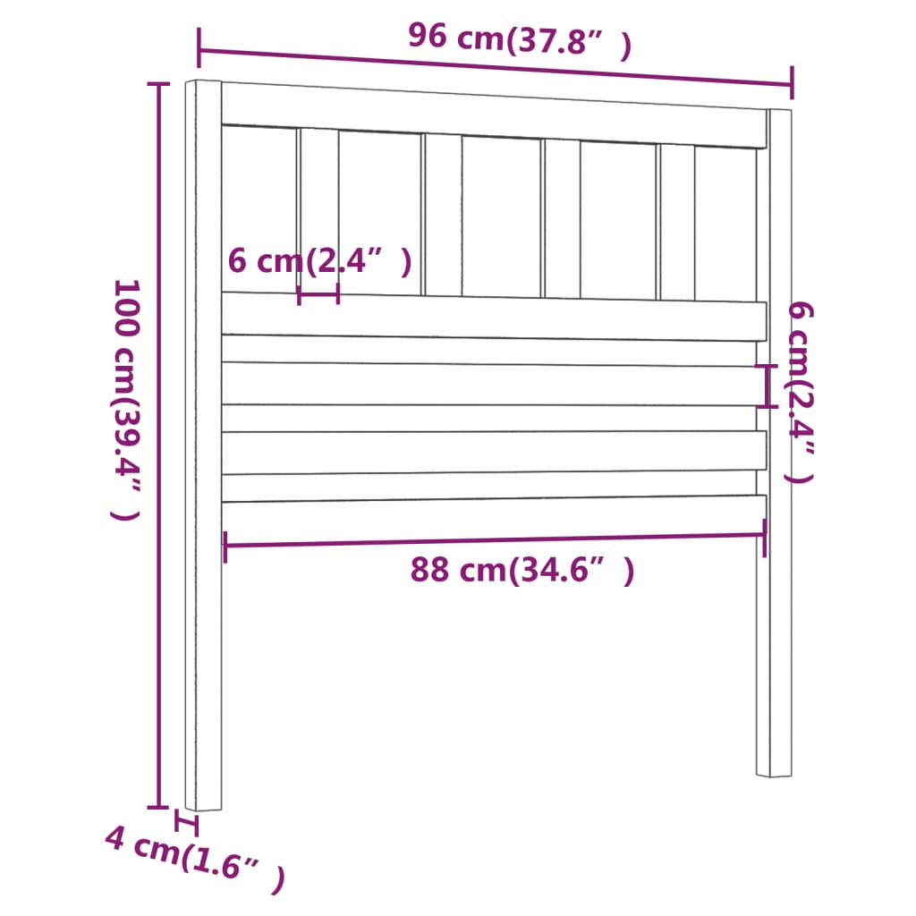 vidaXL Tête de lit Marron miel 96x4x100 cm Bois massif de pin