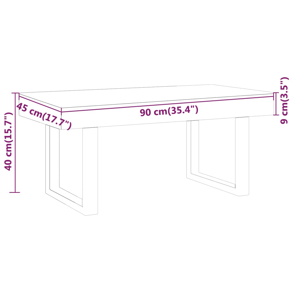 vidaXL Table basse Marron clair et noir 90x45x40 cm MDF et fer