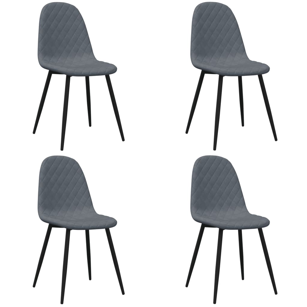 vidaXL Chaises à manger lot de 4 Gris foncé Velours