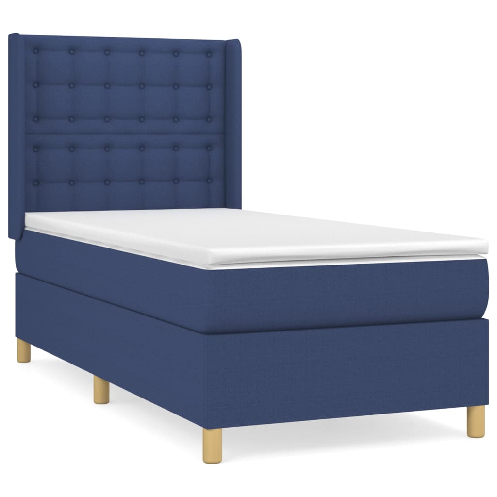 vidaXL Sommier à lattes de lit avec matelas Bleu 80x200 cm Tissu