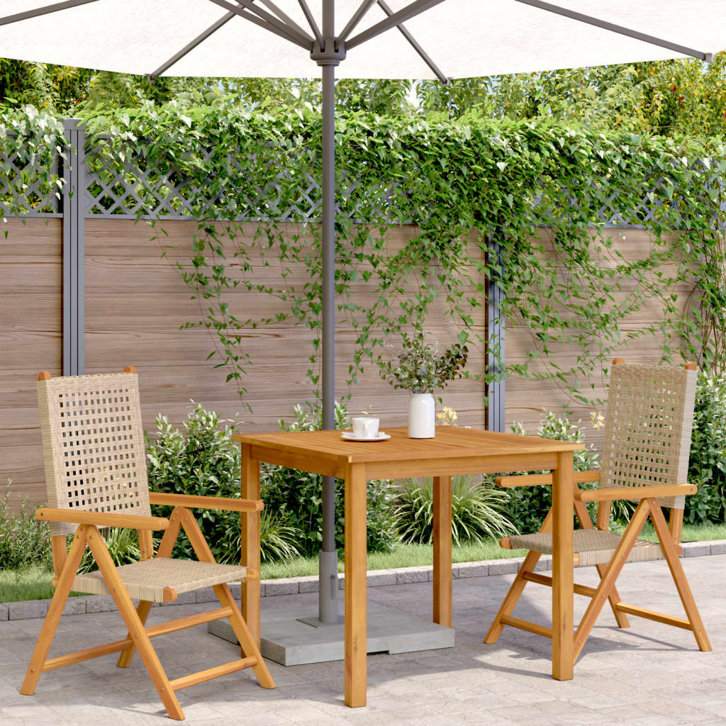 vidaXL Chaises de jardin lot de 2 beige bois massif d'acacia et rotin