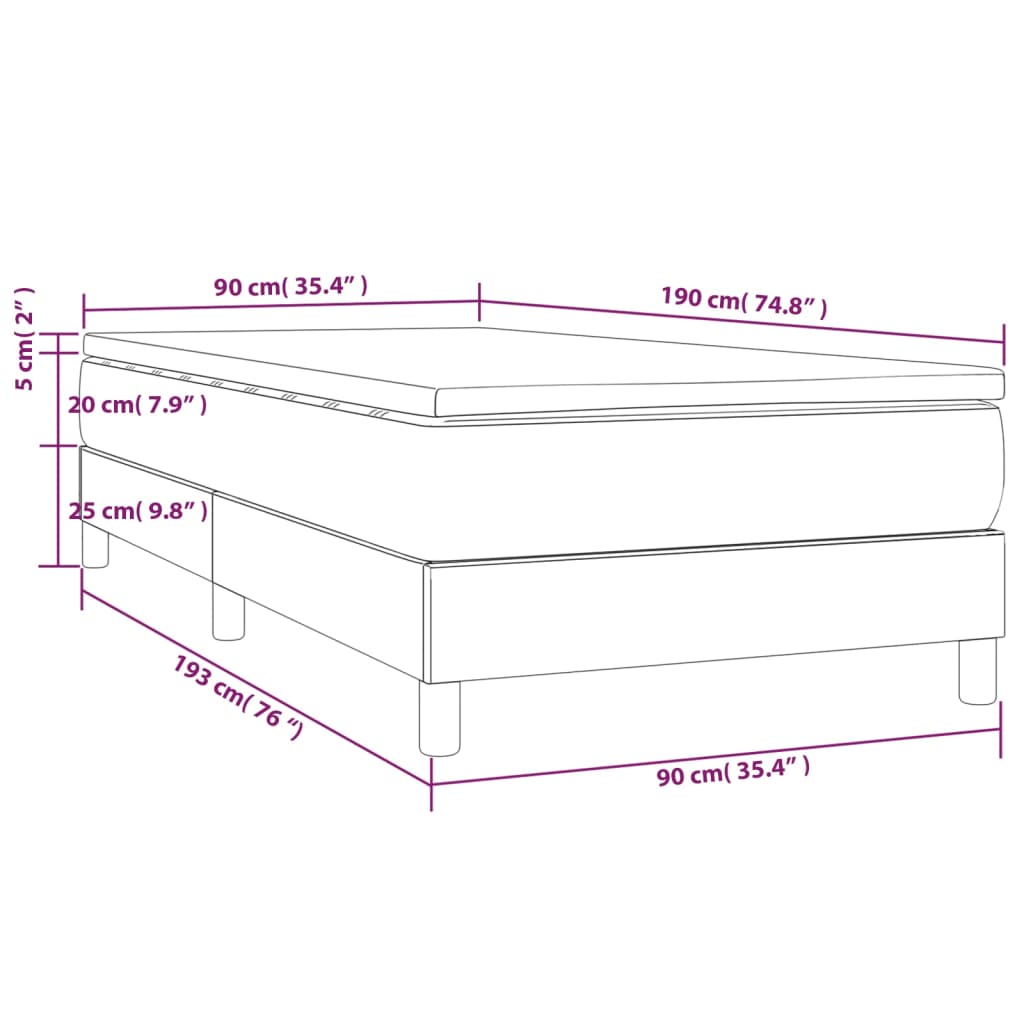 vidaXL Sommier à lattes de lit et matelas Gris clair 90x190 cm Velours