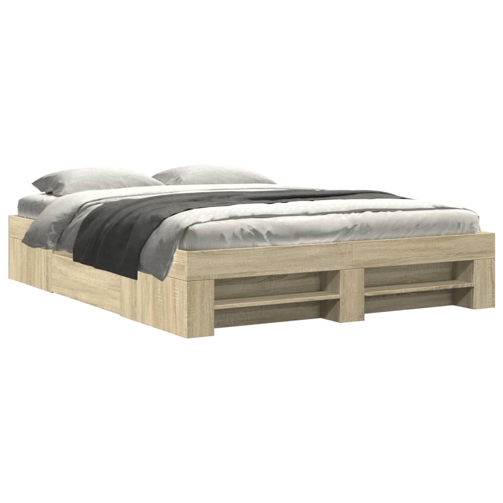 vidaXL Cadre de lit sans matelas chêne sonoma 150x200 cm