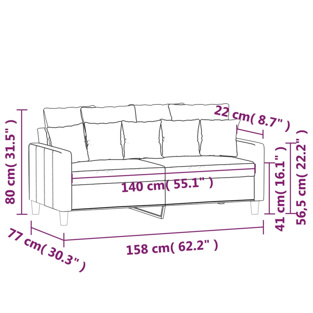 vidaXL Canapé à 2 places Marron 140 cm Velours