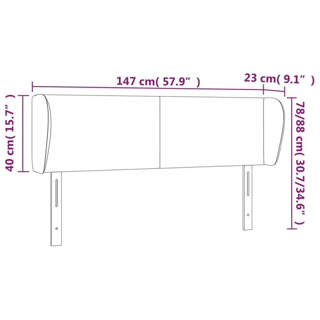 vidaXL Tête de lit avec oreilles Gris clair 147x23x78/88 cm Velours