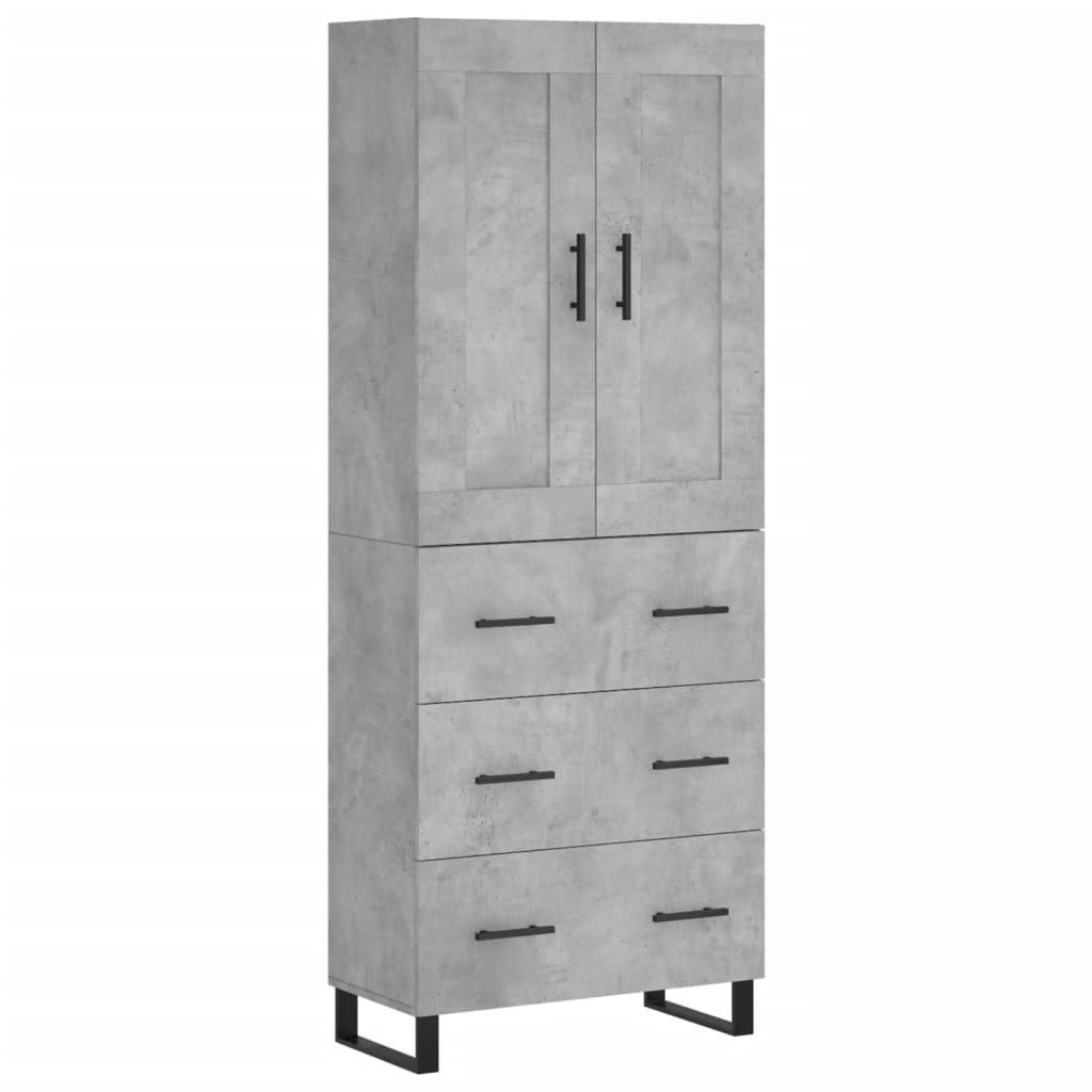 vidaXL Buffet haut Gris béton 69,5x34x180 cm Bois d'ingénierie