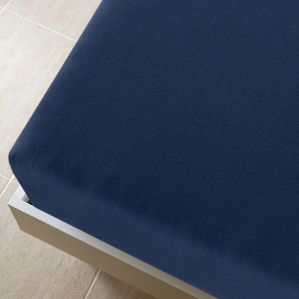 vidaXL Draps-housses Jersey 2 pcs Bleu marine 180x200 cm Coton