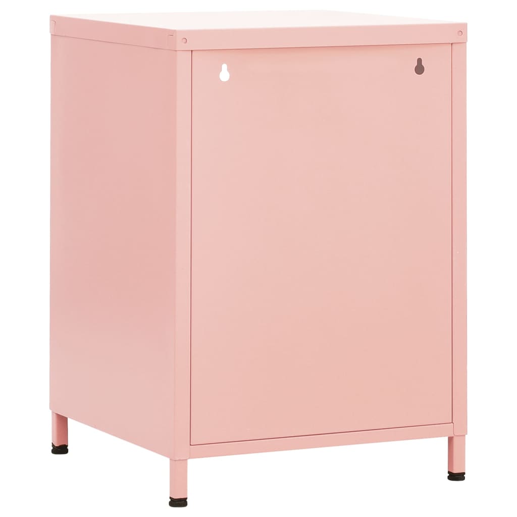 vidaXL Table de chevet Rose 35x35x51 cm Acier