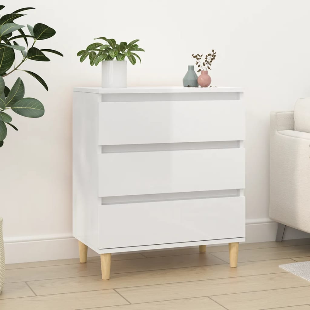 vidaXL Buffet Blanc brillant 60x35x70 cm Bois d'ingénierie