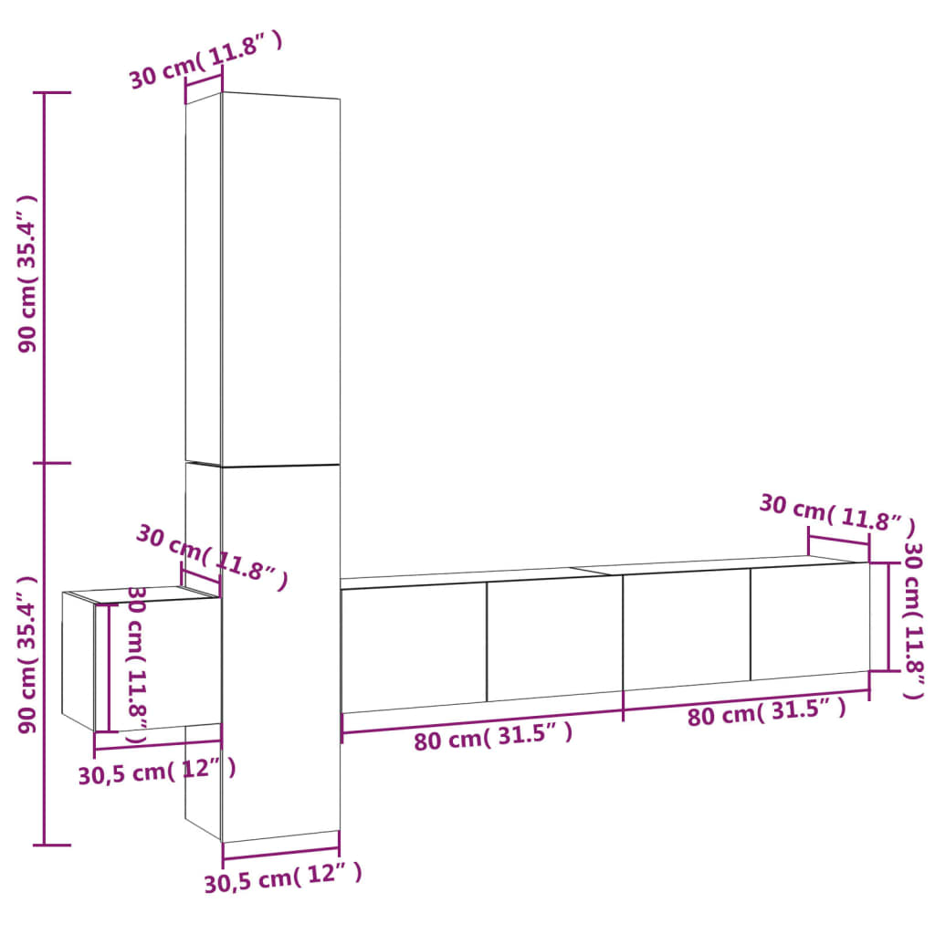 vidaXL Ensemble de meubles TV 5 pcs Noir Bois d'ingénierie