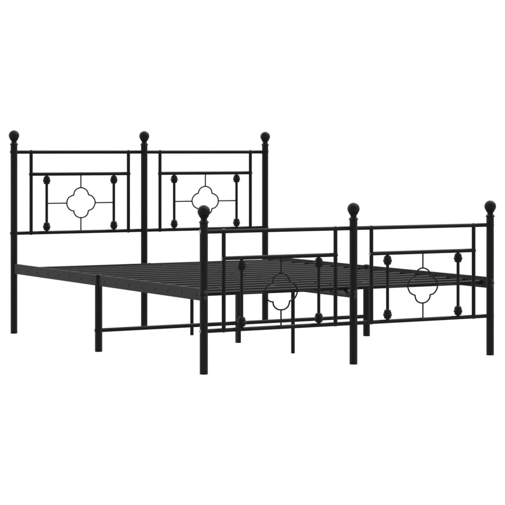 vidaXL Cadre de lit métal sans matelas avec pied de lit noir 135x190cm