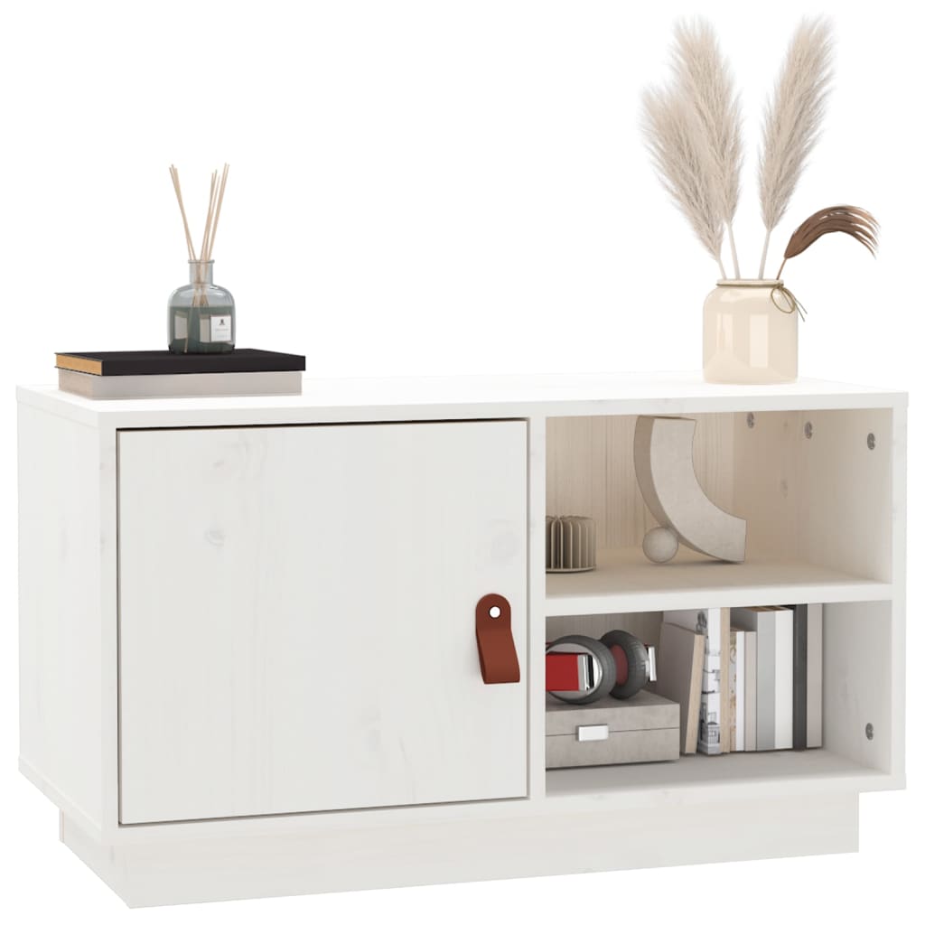 vidaXL Meuble TV Blanc 70x34x40 cm Bois de pin massif