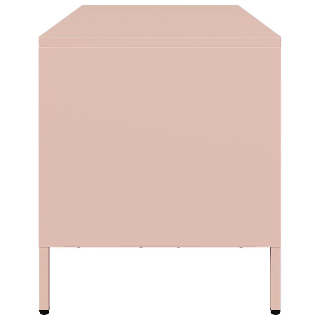 vidaXL Meuble TV rose 101,5x39x43,5 cm acier laminé à froid