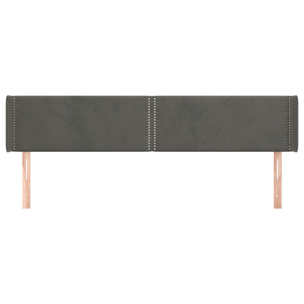 vidaXL Tête de lit avec oreilles Gris foncé 183x16x78/88 cm Velours