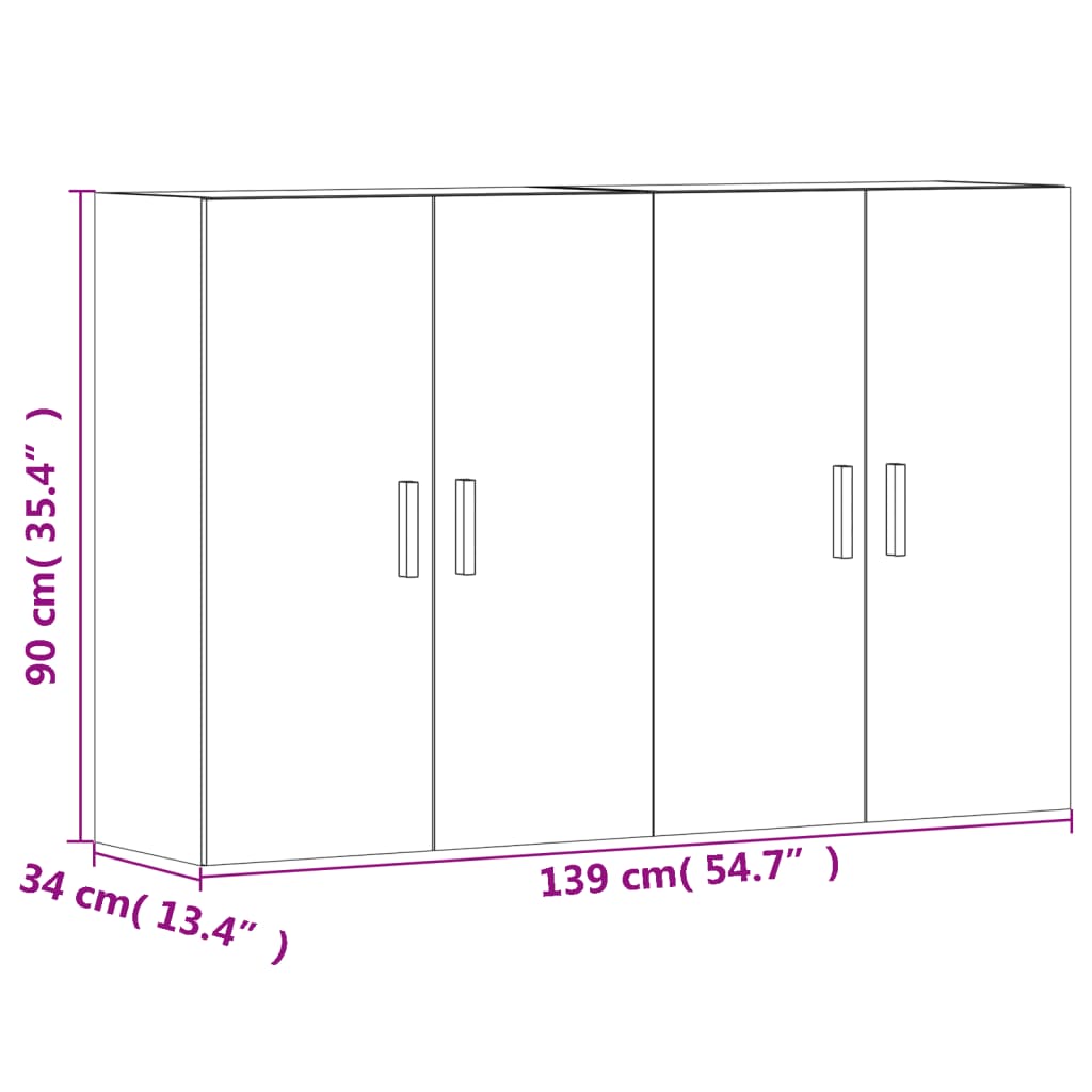 vidaXL Armoires murales 2 pcs chêne sonoma bois d'ingénierie