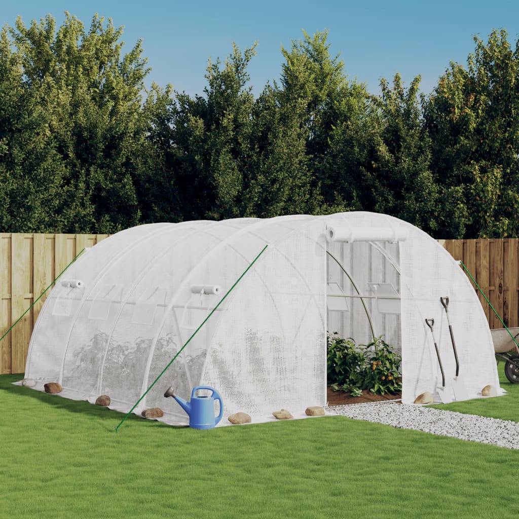 vidaXL Serre avec cadre en acier blanc 16 m² 4x4x2 m