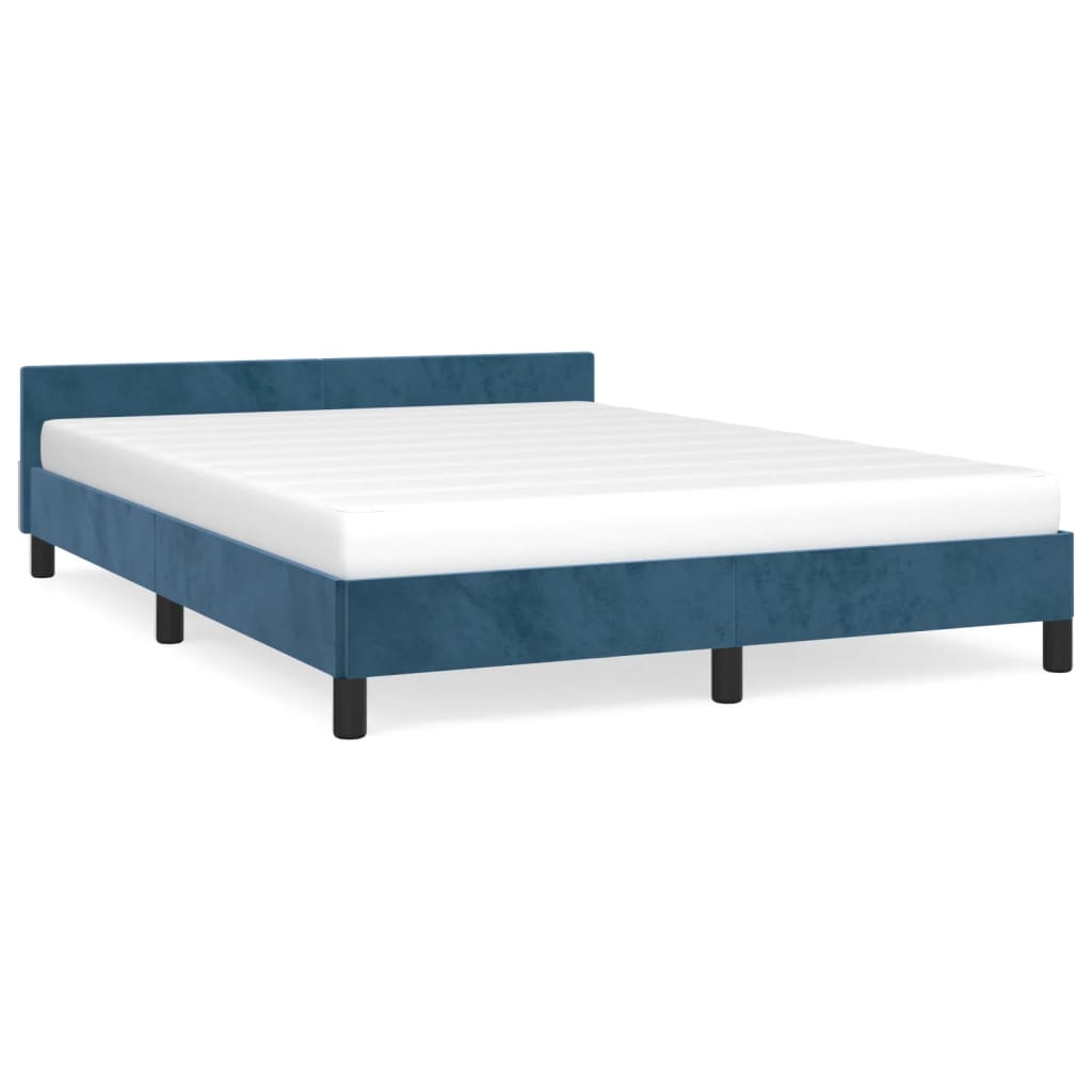 vidaXL Cadre de lit sans matelas bleu foncé 140x190 cm velours