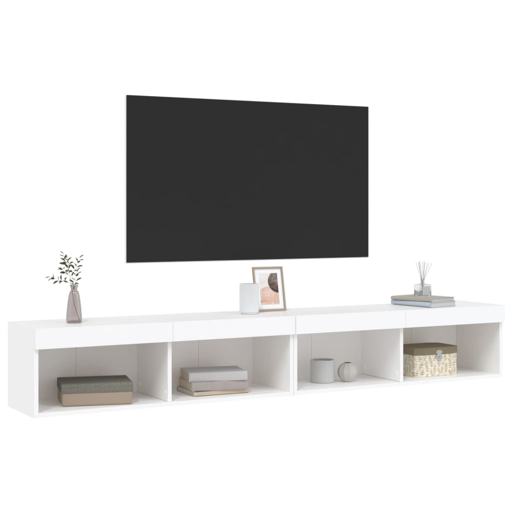 vidaXL Meubles TV avec lumières LED 2 pcs blanc 100x30x30 cm