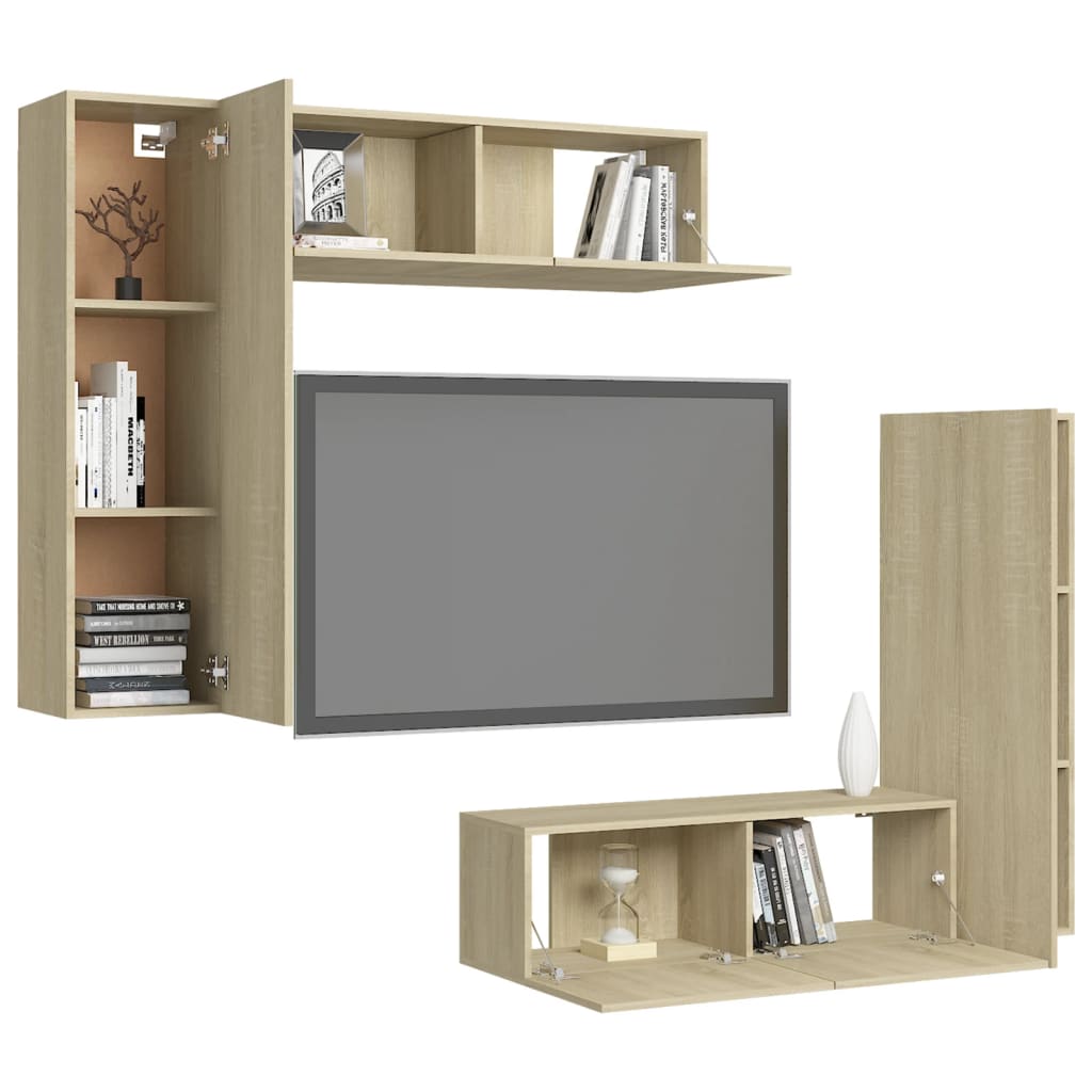 vidaXL Ensemble de meubles TV 4 pcs Chêne sonoma Bois d'ingénierie