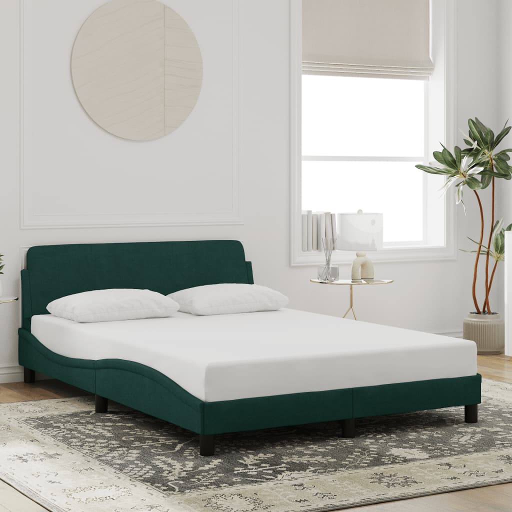 vidaXL Cadre de lit sans matelas vert foncé 140x200 cm velours