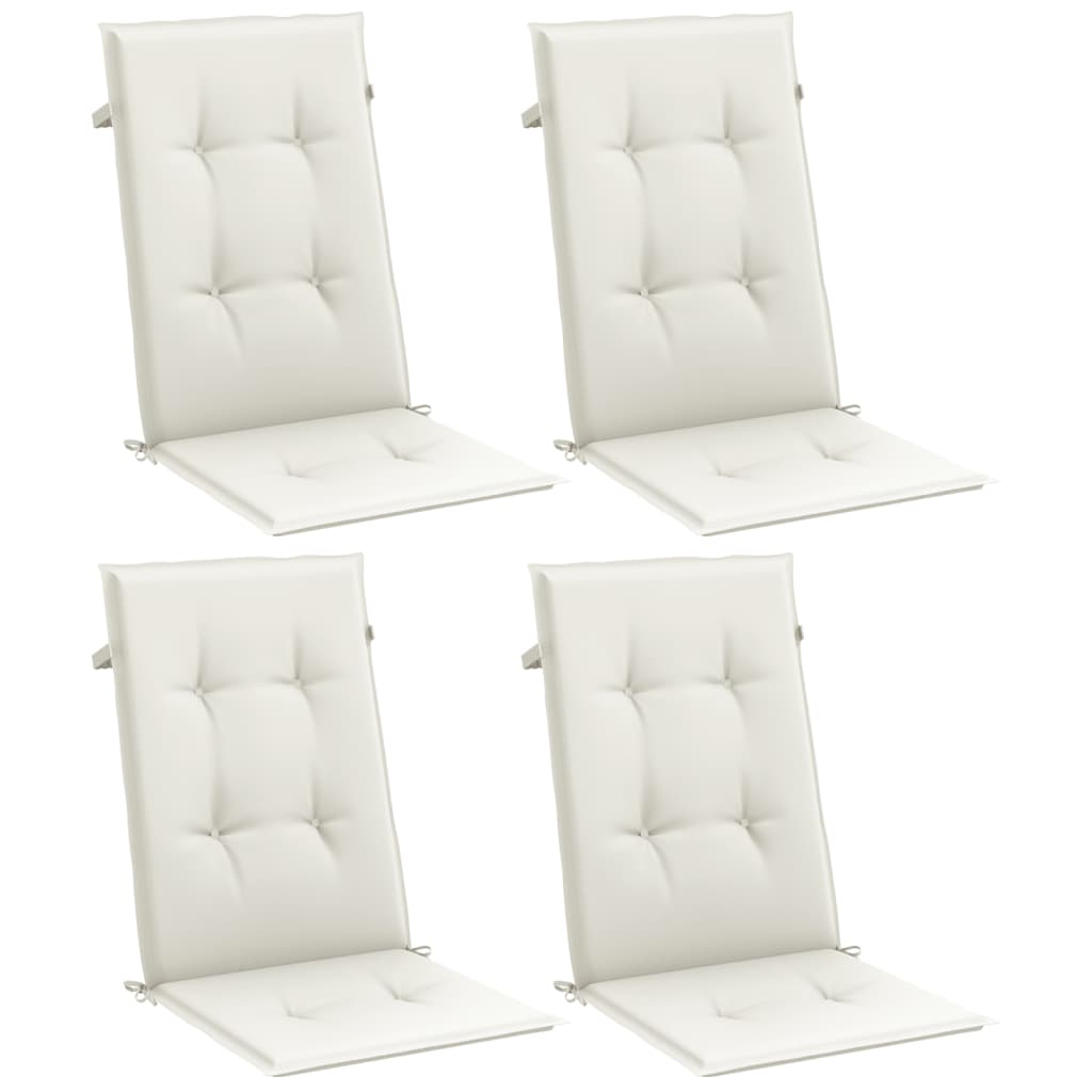 vidaXL Coussins de chaise à dossier haut lot de 4 crème mélangé tissu