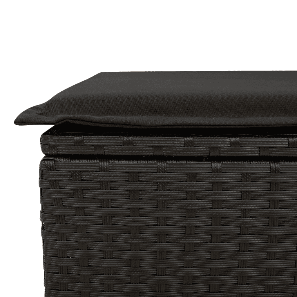 vidaXL Salon de jardin 8 pcs avec coussins noir résine tressée