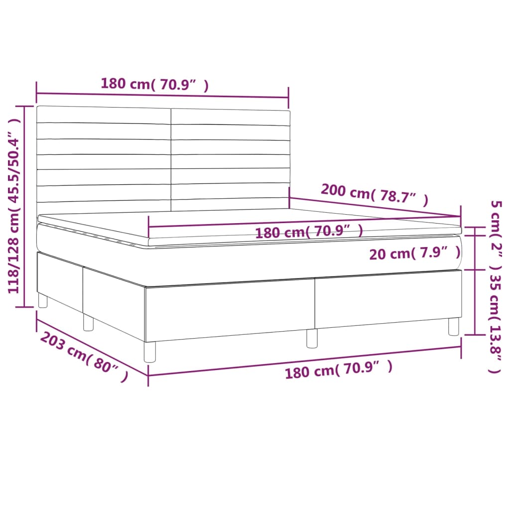 vidaXL Sommier à lattes de lit et matelas Gris clair 180x200cm Velours