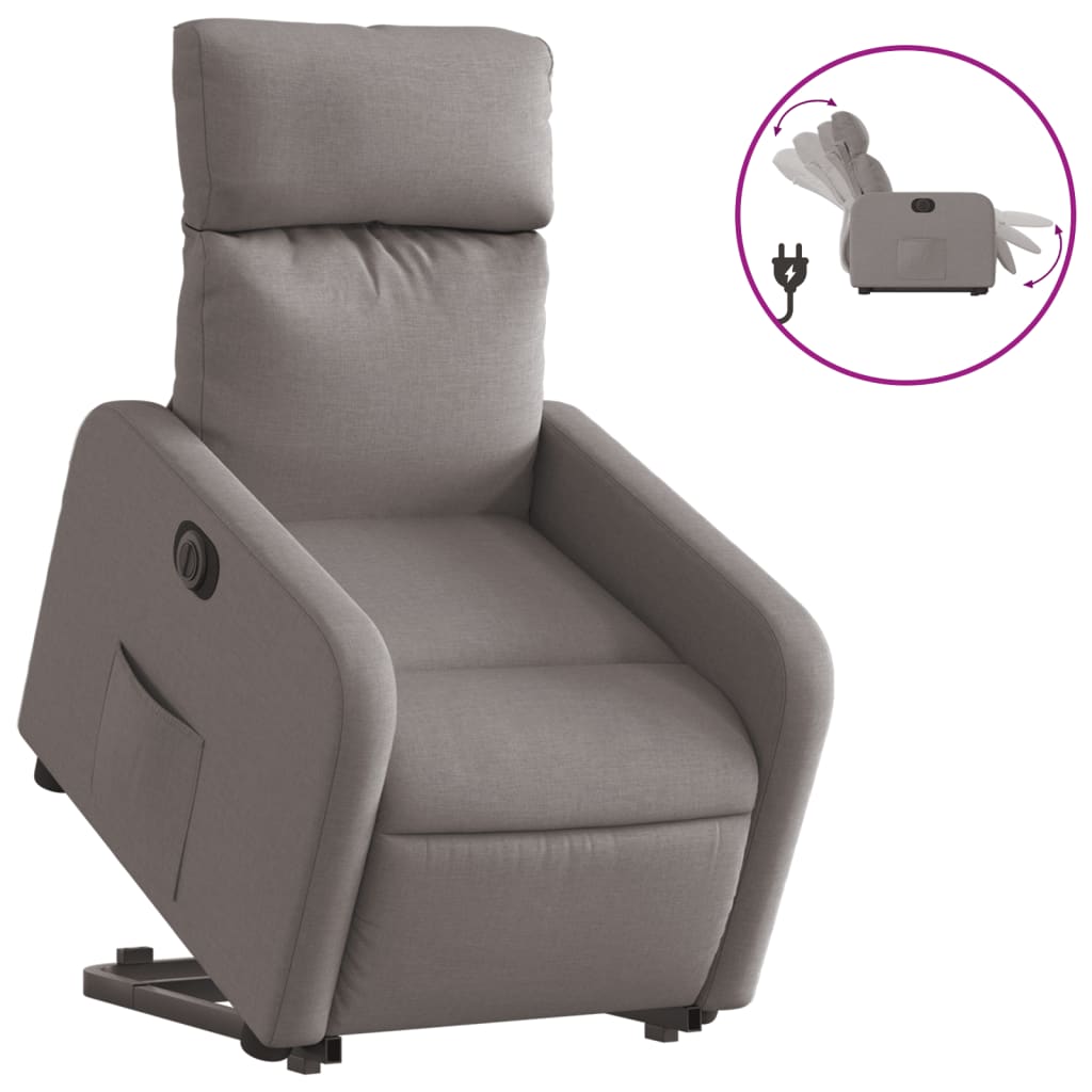 vidaXL Fauteuil inclinable électrique taupe tissu